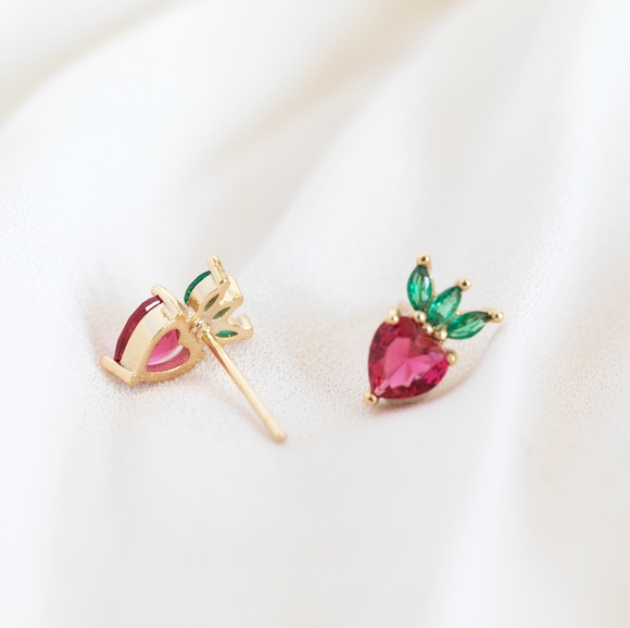 Sweet Strawberry Studs (S925) - Only 3 left! - Picture 6 of 9